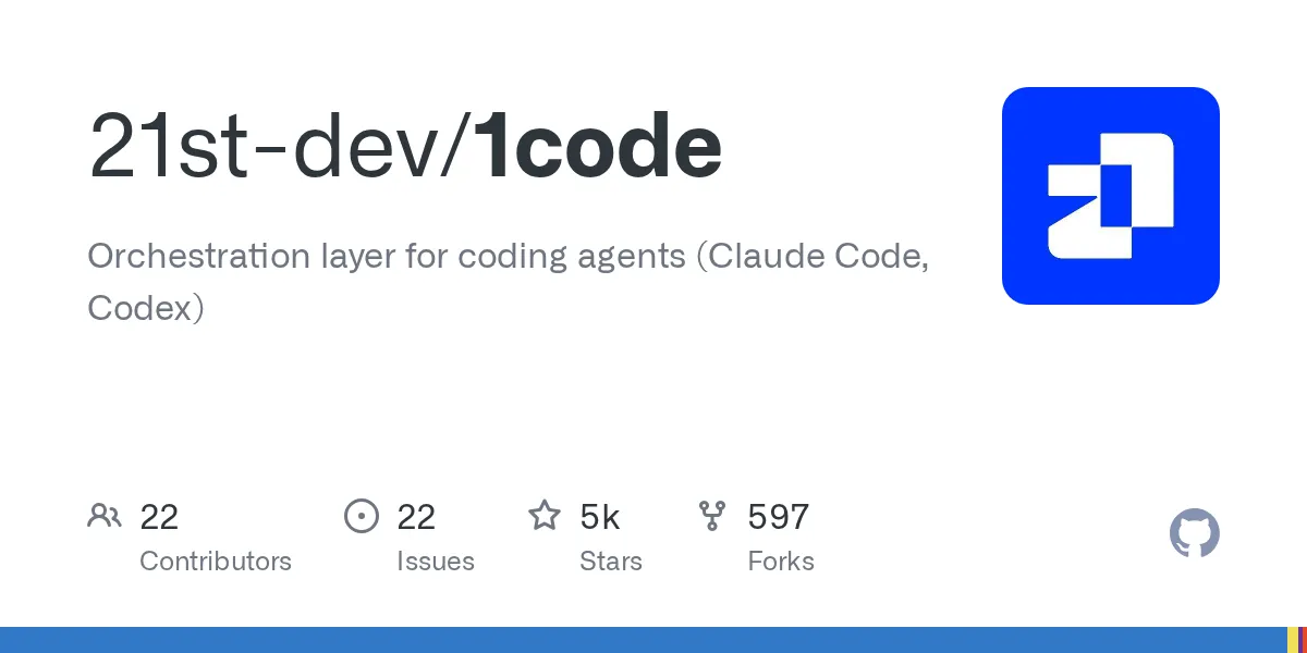 1code (21st.dev) brand asset featured on github.com