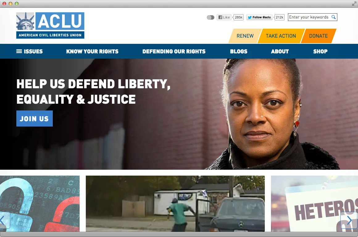 ACLU brand asset featured on aclu.org