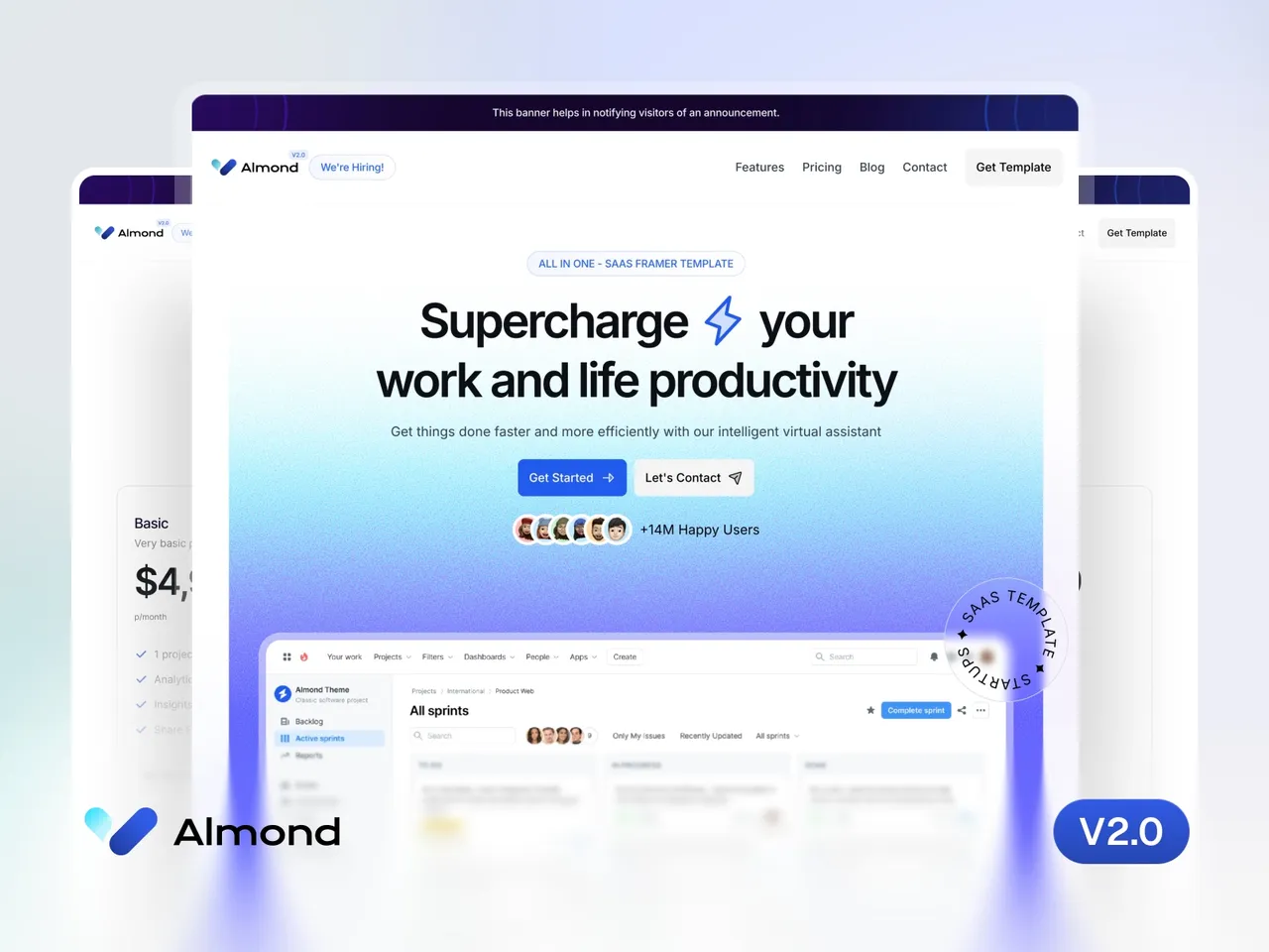 Almond brand asset featured on framer.com