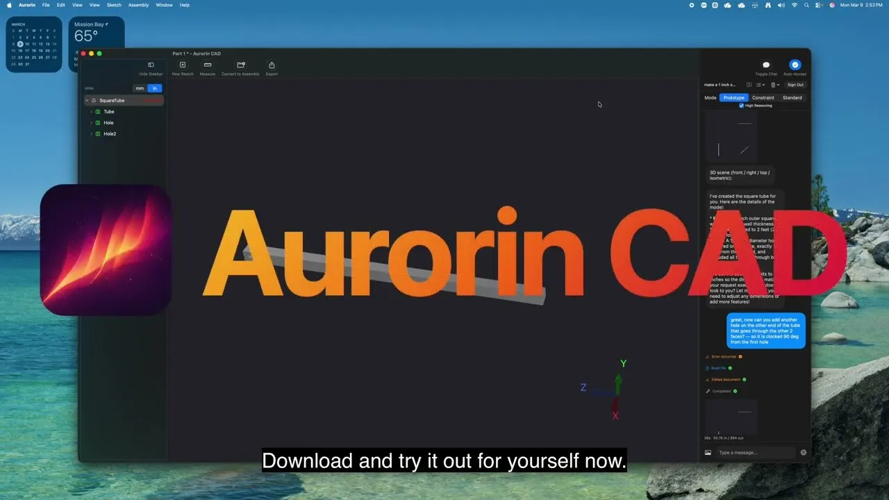 Aurorin CAD brand asset featured on youtube.com