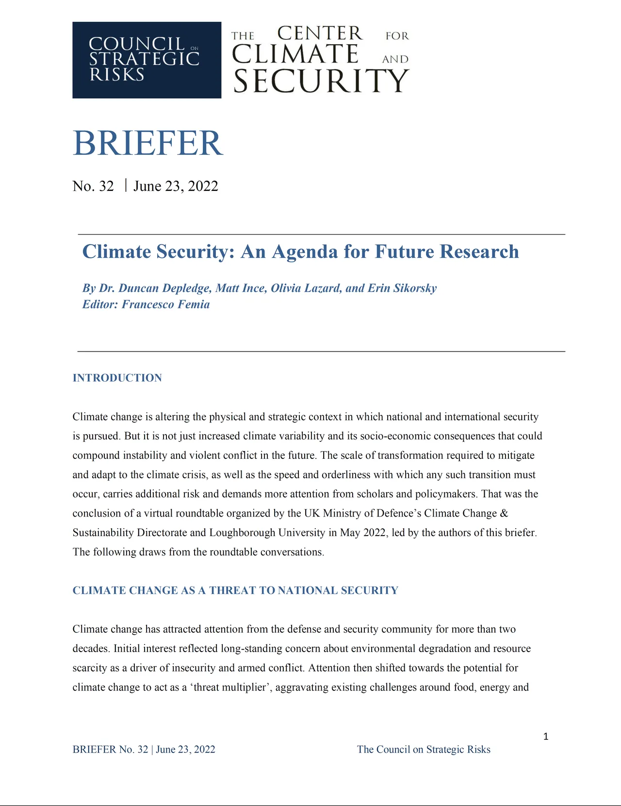Briefer brand asset featured on climateandsecurity.org
