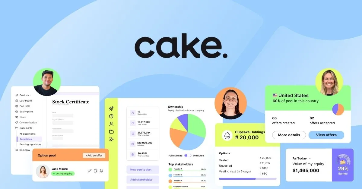Cake Equity brand asset featured on cakeequity.com