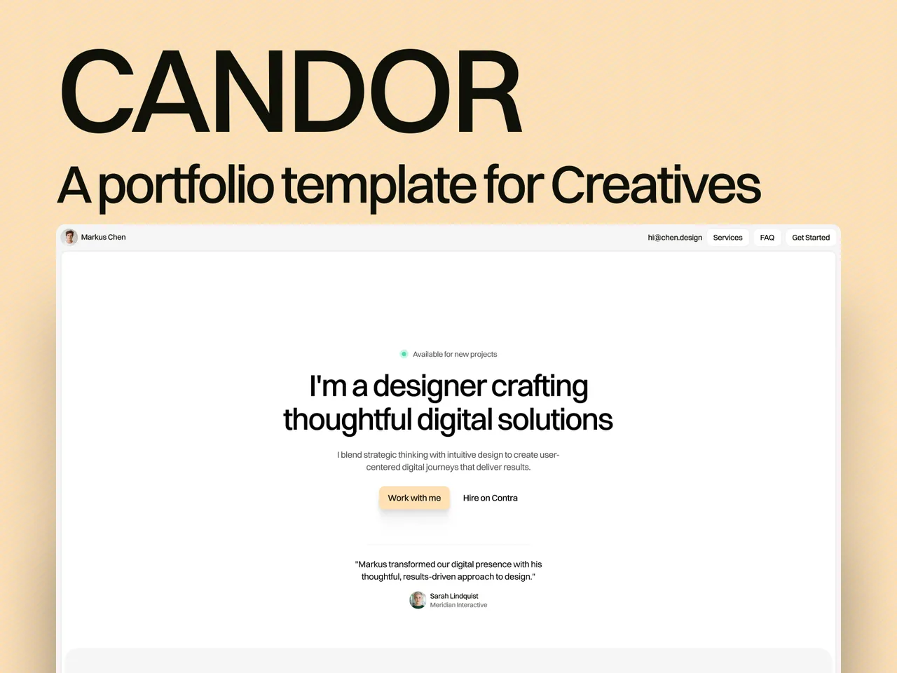 Candor brand asset featured on framer.com