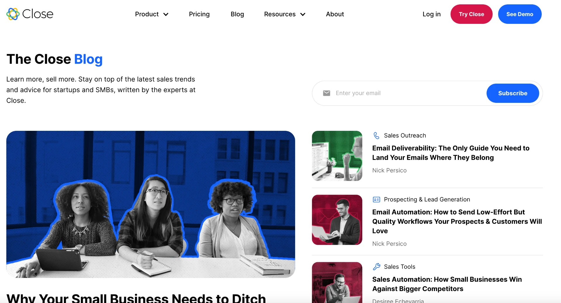 Close brand asset featured on close.com
