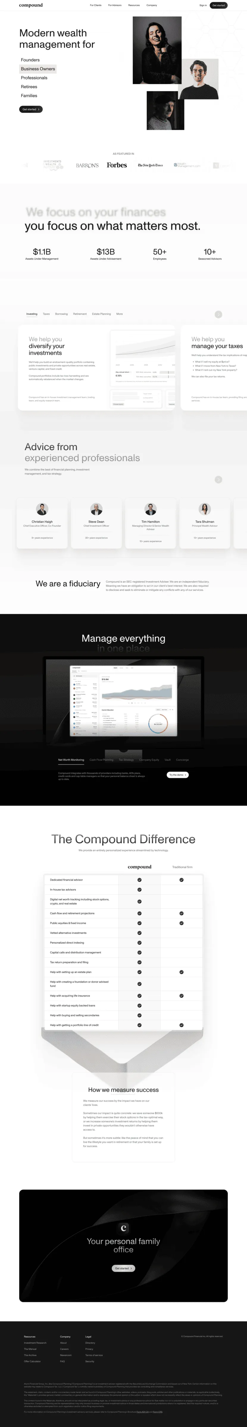 Compound brand asset featured on saaslandingpage.com