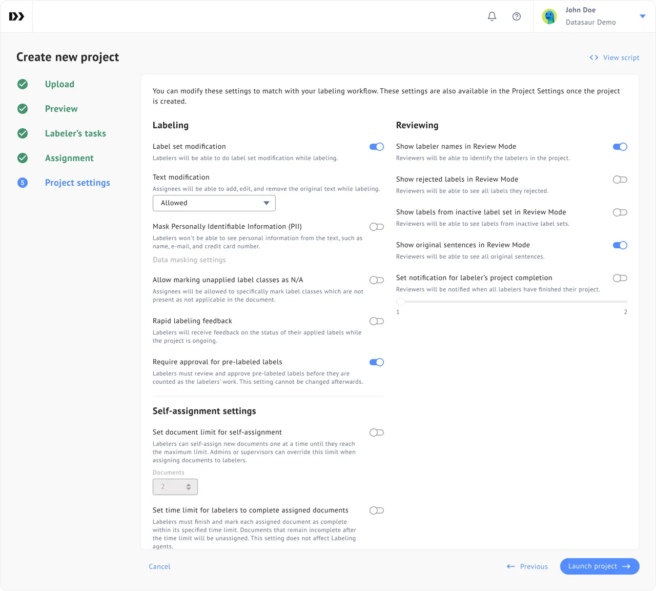 Datasaur brand asset featured on docs.datasaur.ai