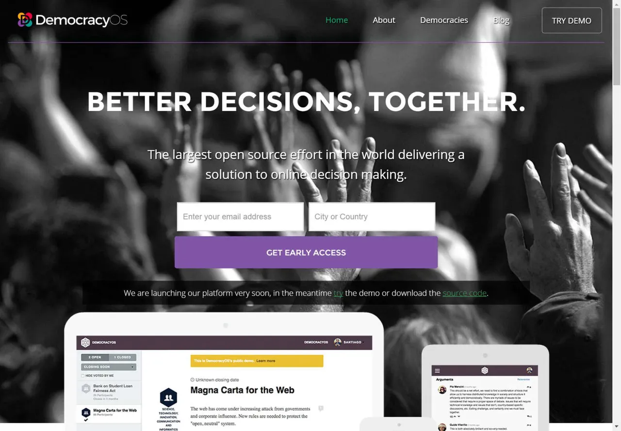 DemocracyOS brand asset featured on participedia.net