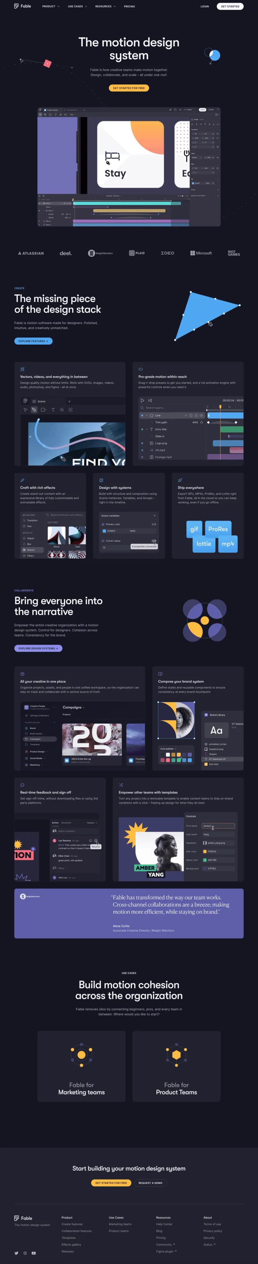 Fable brand asset featured on saaslandingpage.com
