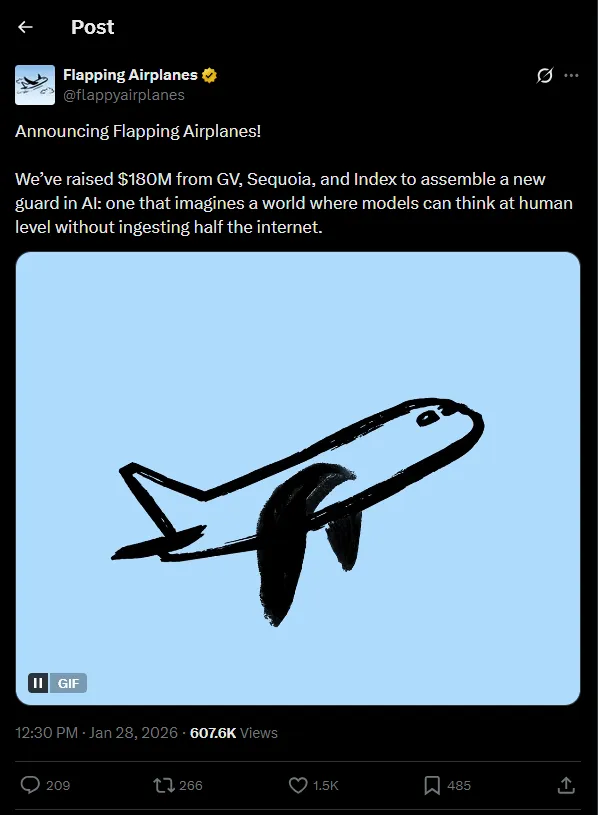 Flapping Airplanes brand asset featured on reddit.com