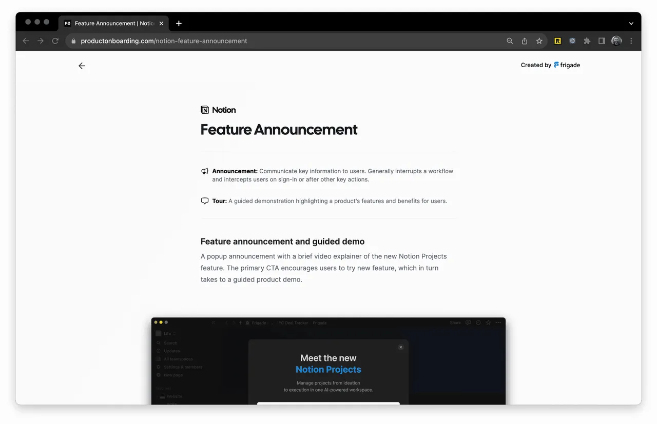 Frigade brand asset featured on frigade.com