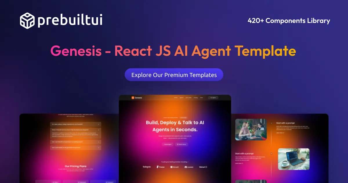 Genesis AI brand asset featured on prebuiltui.com