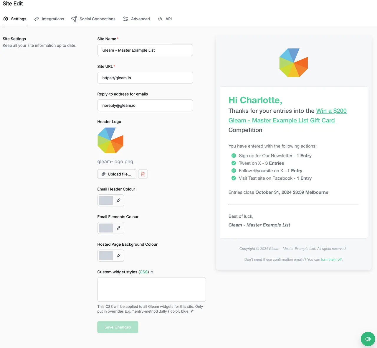 Gleam brand asset featured on gleam.io