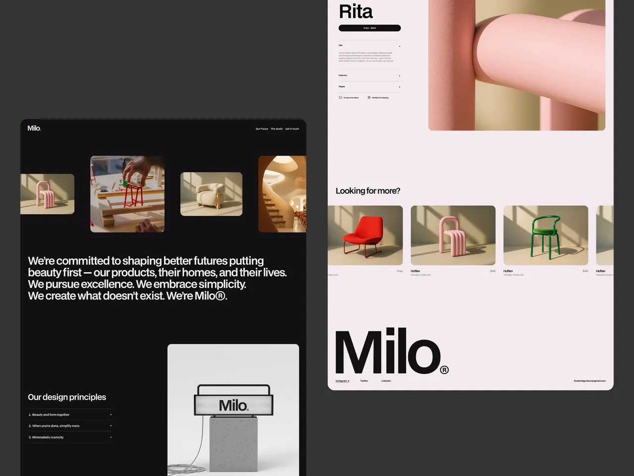 Milo brand asset featured on framer.com