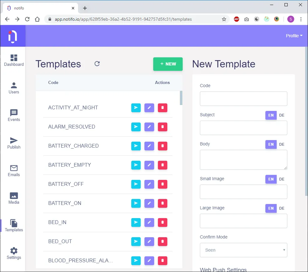 Notifo brand asset featured on squidex.io