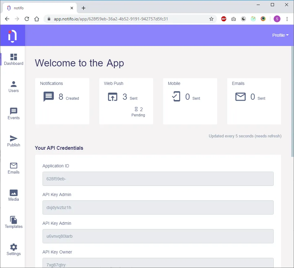 Notifo brand asset featured on squidex.io