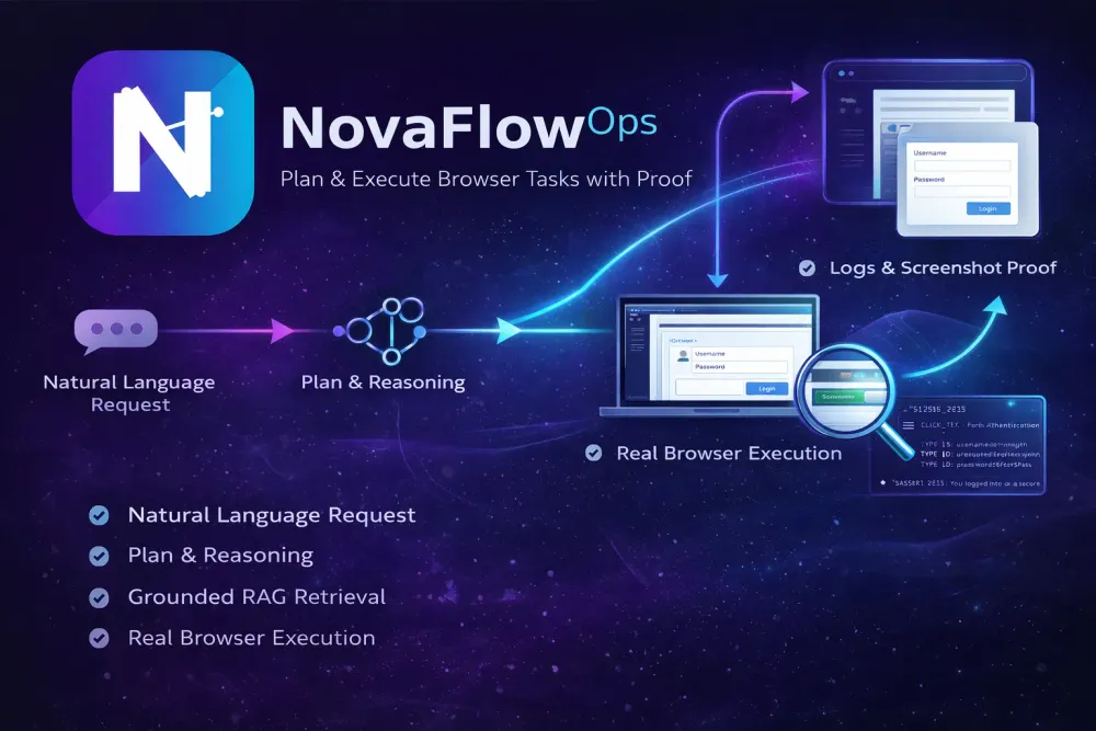 Novaflow brand asset featured on builder.aws.com