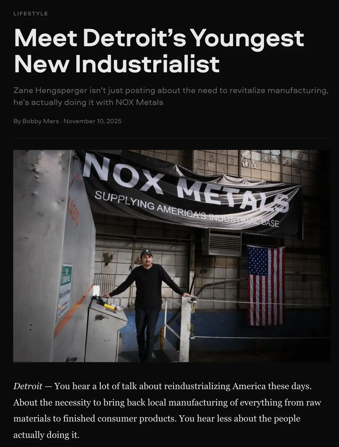 Nox Metals brand asset featured on noxmetals.co