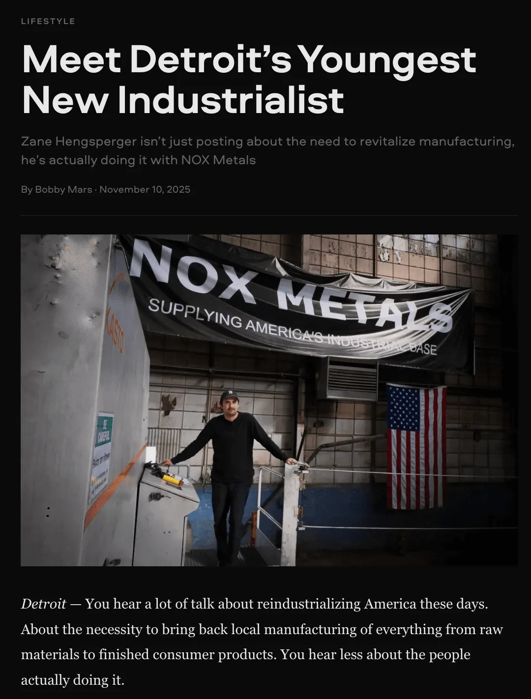 Nox Metals brand asset featured on noxmetals.co