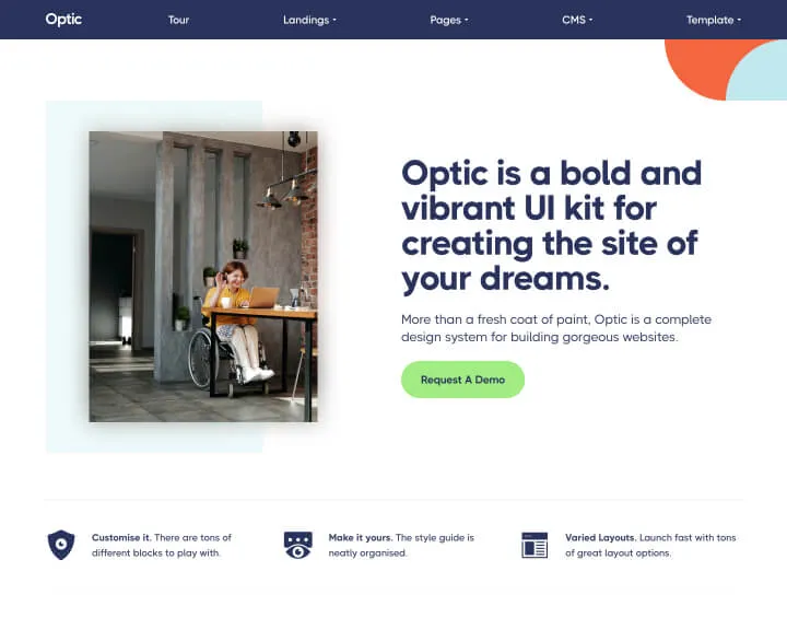 Optic brand asset featured on optic-template.webflow.io