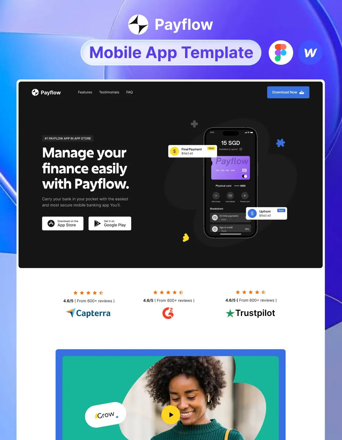 Payflow brand asset featured on webflow.com