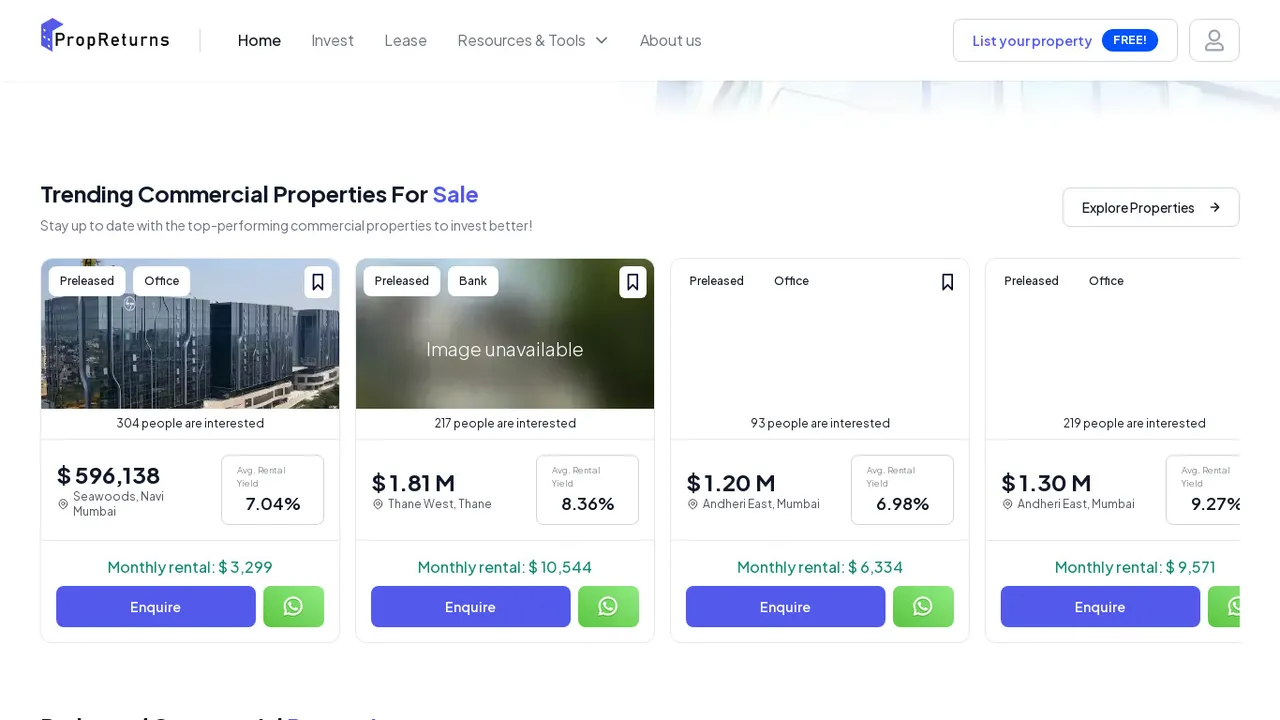 PropReturns brand asset featured on saashub.com