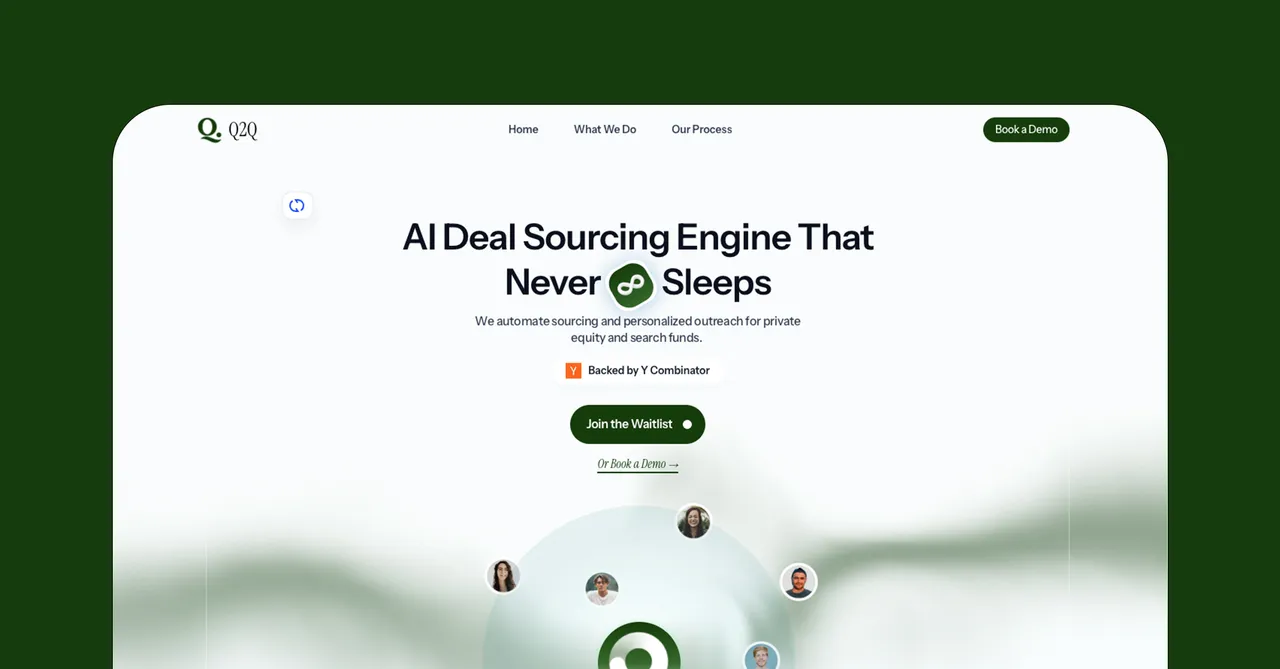 Q2Q brand asset featured on tryq2q.com