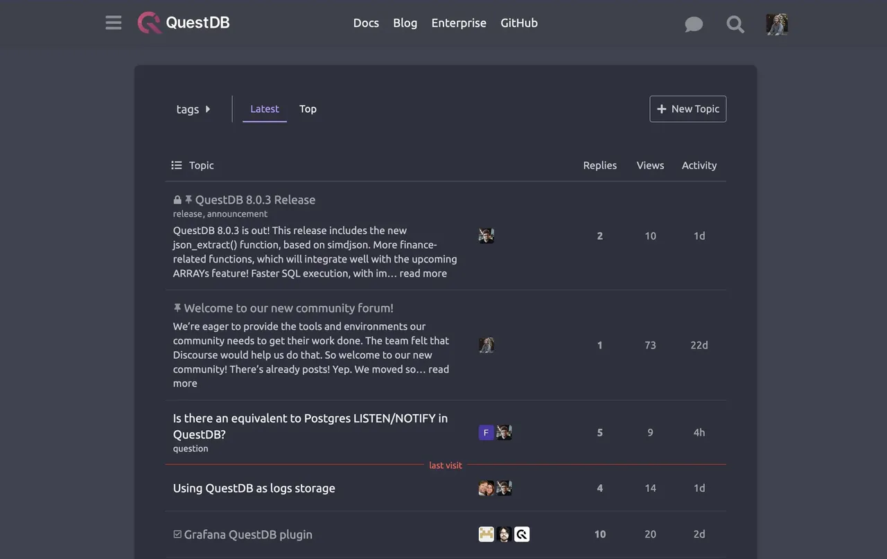 QuestDB brand asset featured on questdb.io