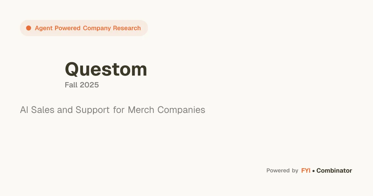 Questom brand asset featured on fyicombinator.com