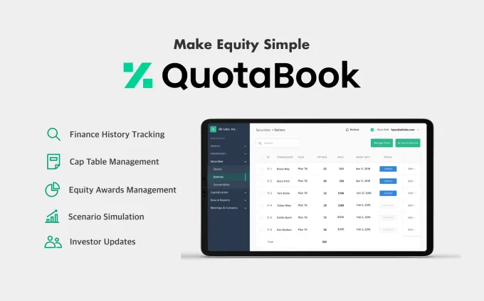 QuotaBook brand asset featured on techcrunch.com