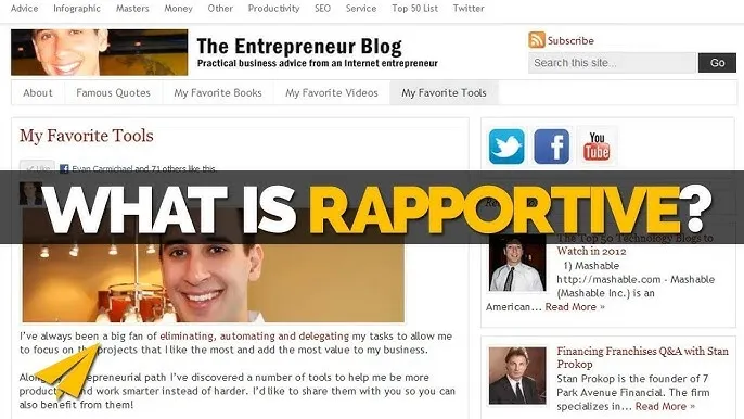 Rapportive brand asset featured on youtube.com