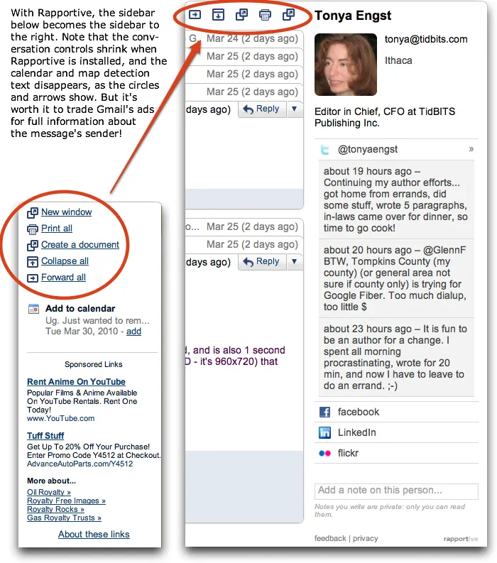 Rapportive brand asset featured on tidbits.com