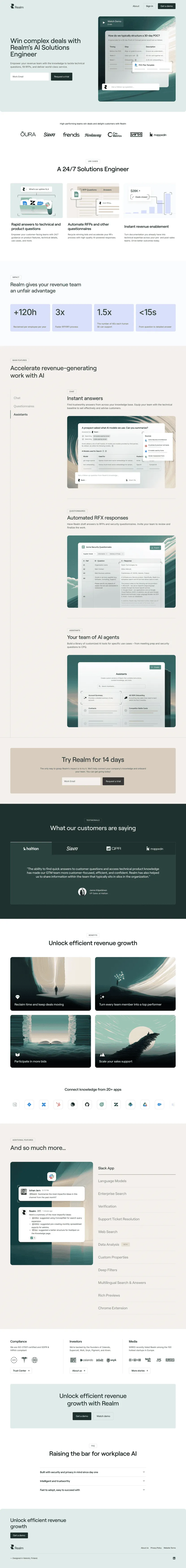 Realm brand asset featured on saaslandingpage.com