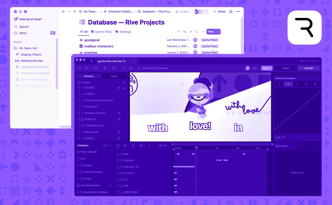 Rive brand asset featured on rive.app