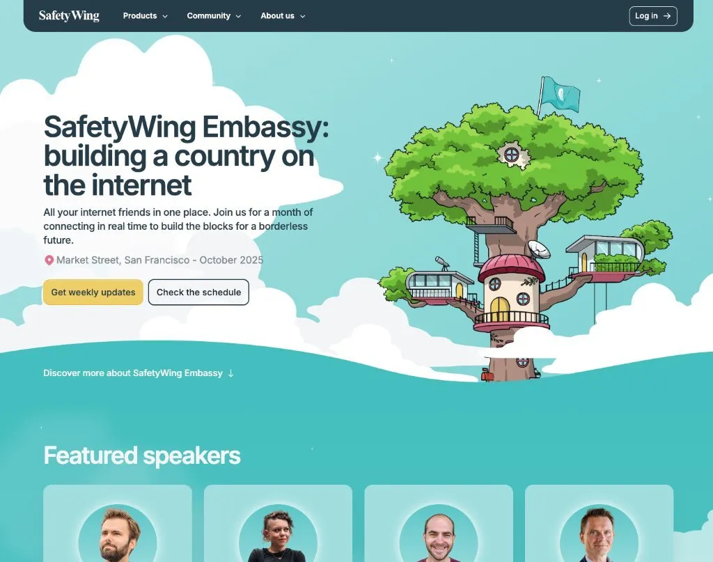SafetyWing brand asset featured on hello.safetywing.com