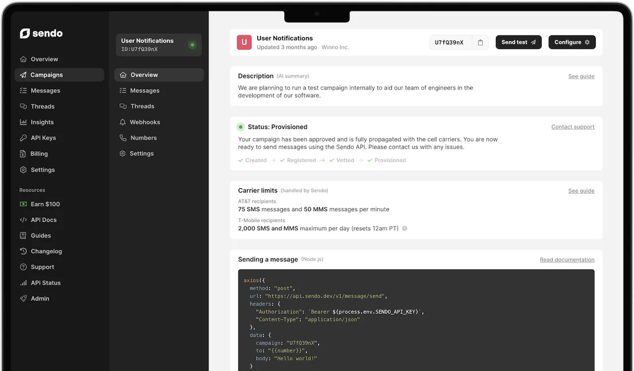 Sendo brand asset featured on sendo.dev