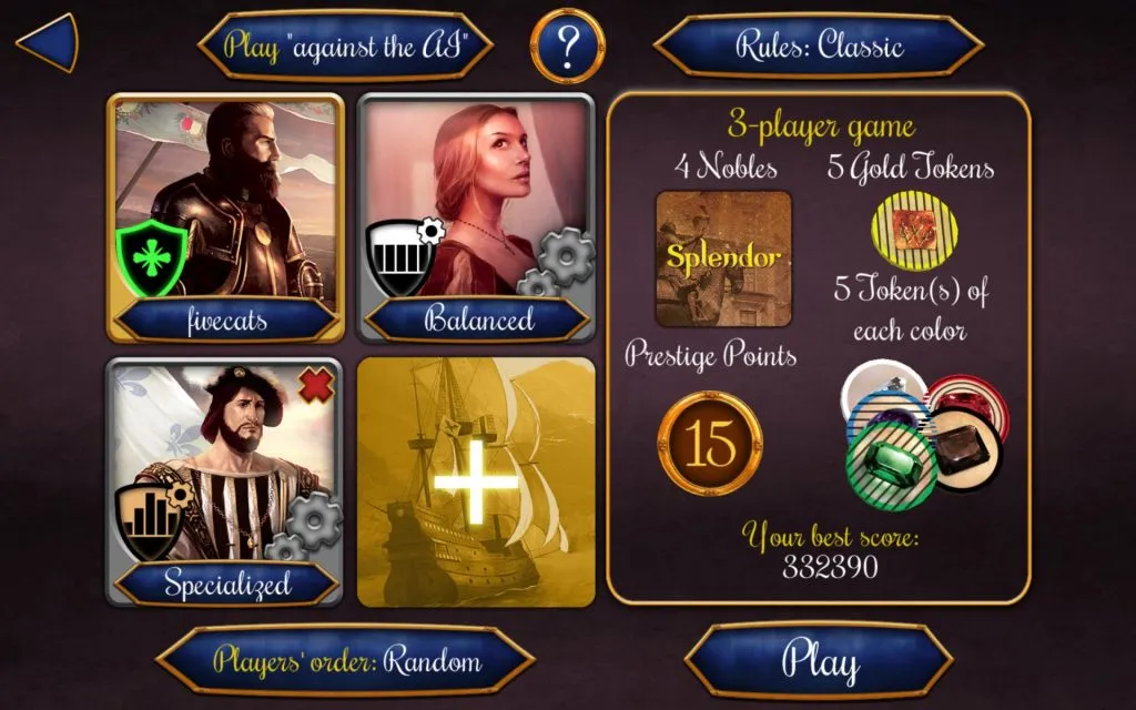 Splendor brand asset featured on meeplemountain.com