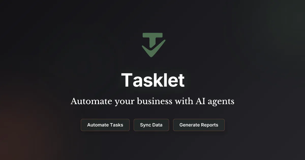Tasklet brand asset featured on tasklet.ai