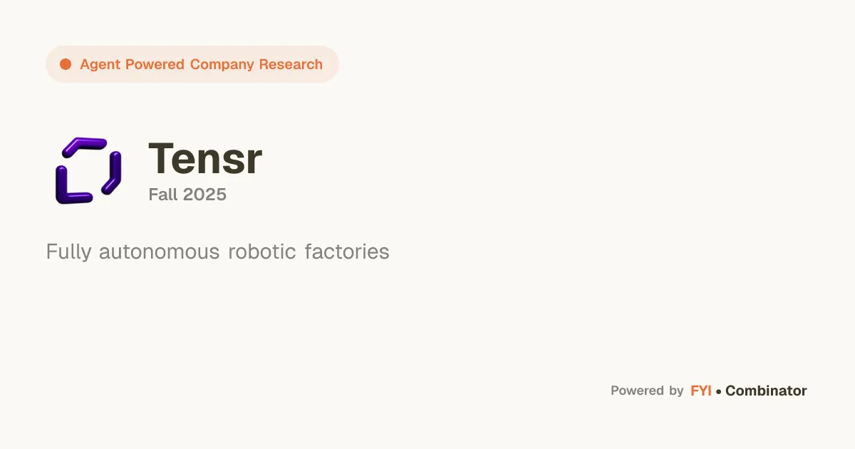 Tensr brand asset featured on fyicombinator.com