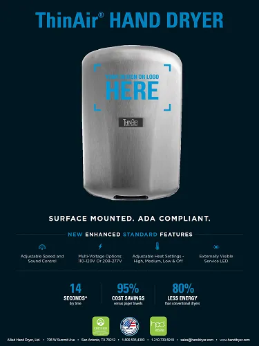 ThinAir brand asset featured on handdryer.com