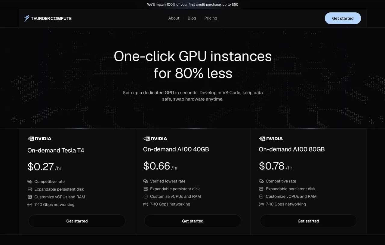Thunder Compute brand asset featured on thundercompute.com