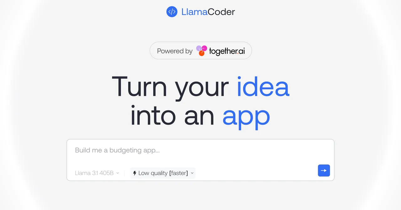 Together AI brand asset featured on llamacoder.together.ai