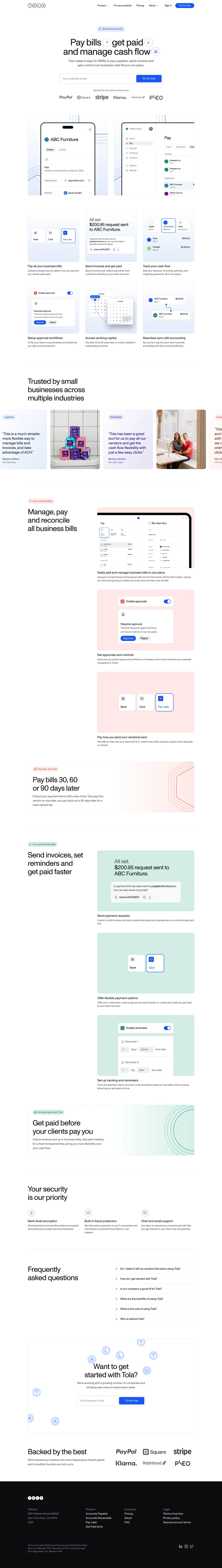 Tola brand asset featured on saaspo.com