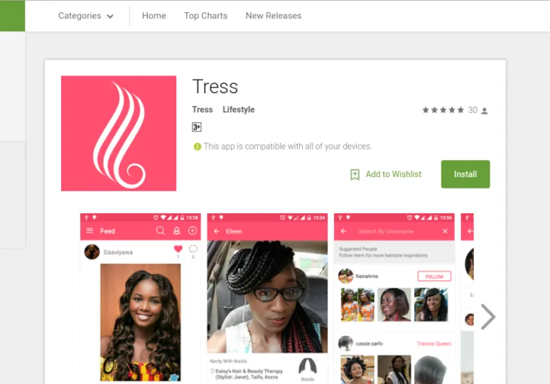 Tress brand asset featured on curlyhair.com