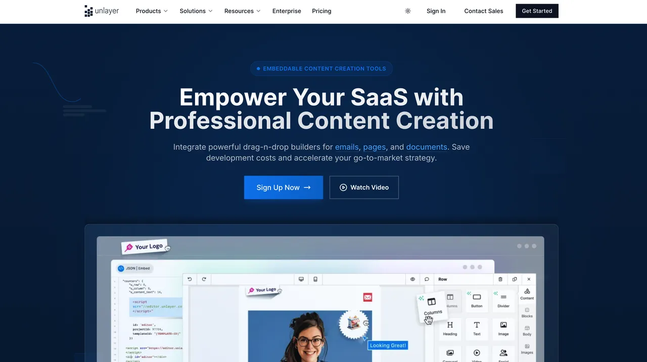 Unlayer brand asset featured on unlayer.com
