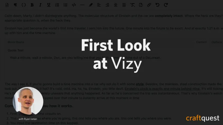 Vizy brand asset featured on craftquest.io