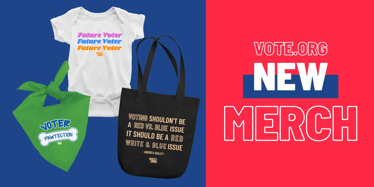 Vote.org brand asset featured on shop.vote.org