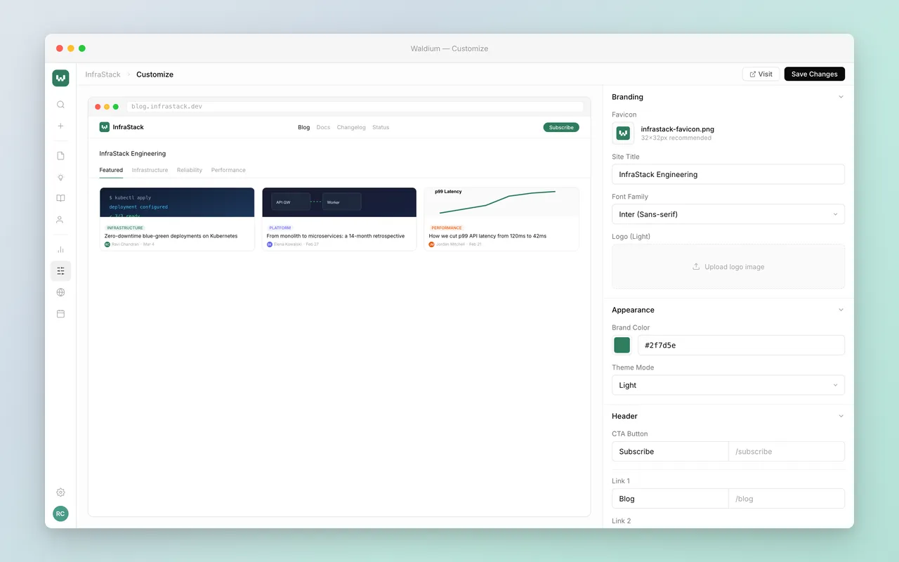Waldium brand asset featured on vercel.com