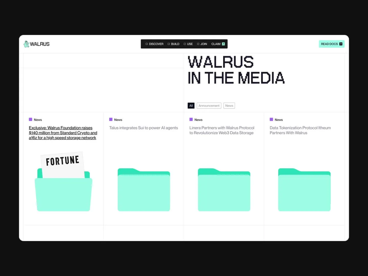 Walrus brand asset featured on awwwards.com