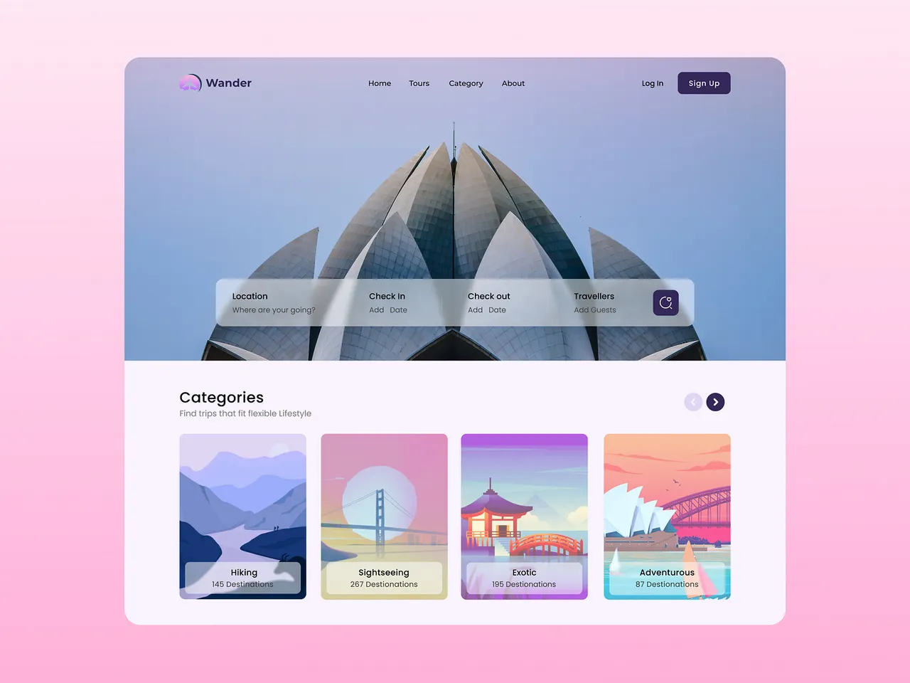 Wander brand asset featured on dribbble.com