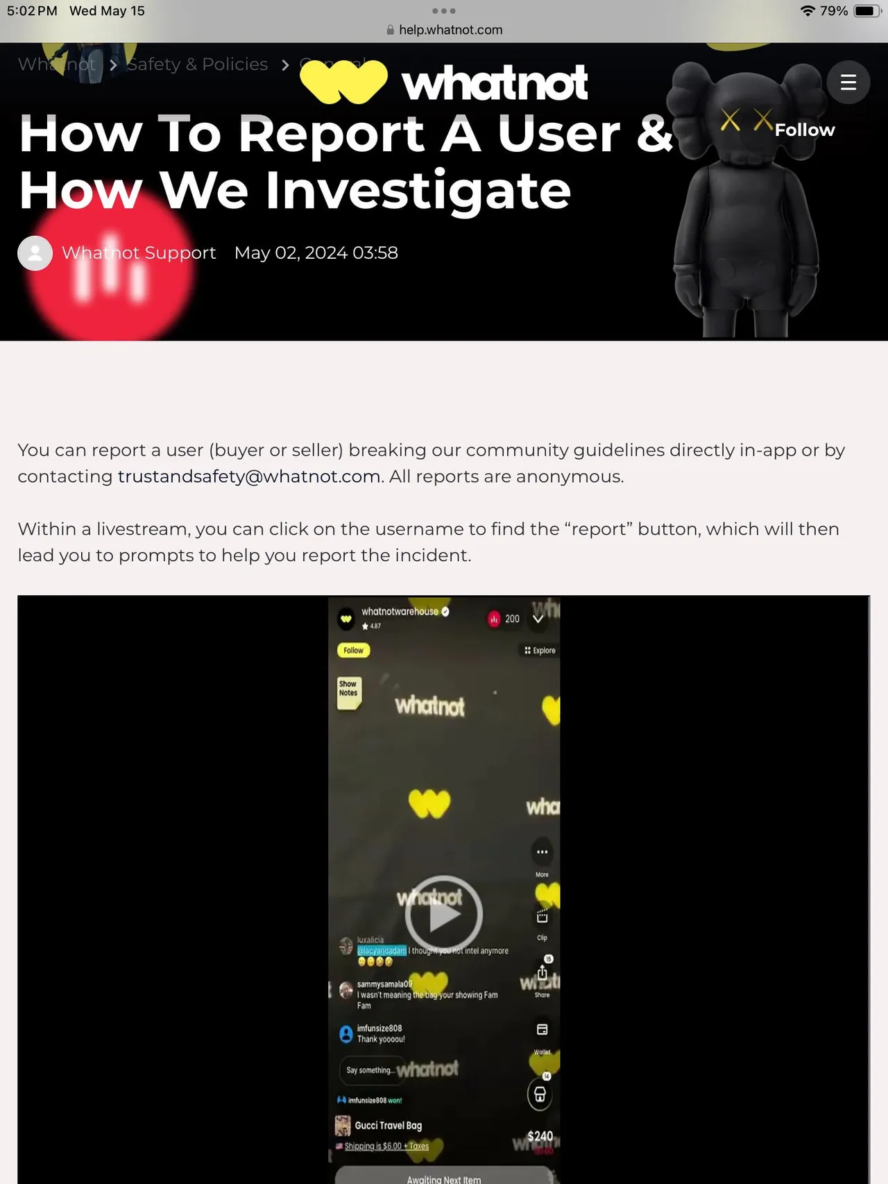 Whatnot brand asset featured on reddit.com